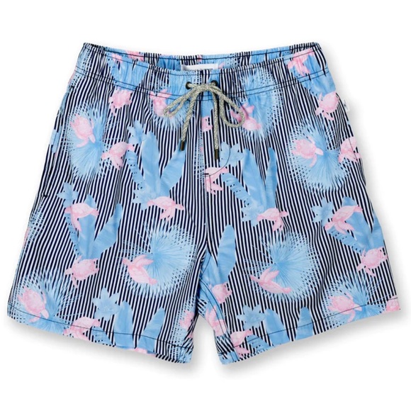 Vintage Summer Swim Shorts Tropical Turtle Print - Picture 2 of 12